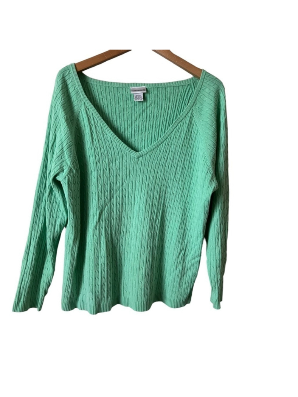 Fashion Bug Green V-Neck Sweater Size 22/24